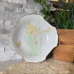 Vintage Ceramic Iris & Butterfly Trinket Dish